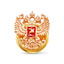 Серебряный значок Герб России Двуглавый Орел 13 х 13 с позолотой и эмалью 930693